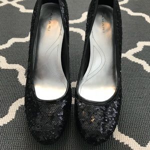 Black sequence heels